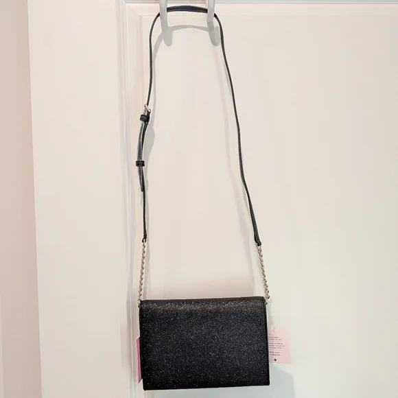 🎉 SALE 🎉 NWT Kate Spade Tinsel Flap Crossbody Convertible Clutch Glitter - Picture 8 of 16
